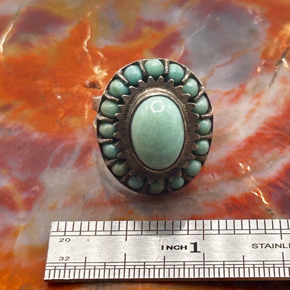 Vintage Sterling Silver Turquoise Ring - Size 8 - Picture 7 of 7